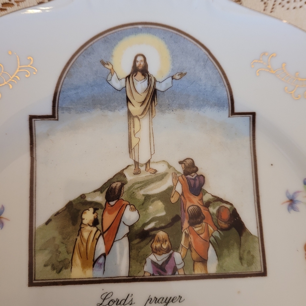 EUC Vintage Wall Hanging Plates Pair- Lord's Prayer and Ten Commandments - Picture 6 of 15